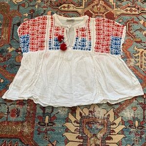 Zara embroidered peasant top blouse boho XS 0 2 EUC